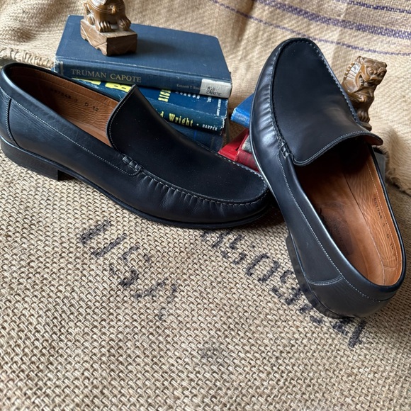 Santoni Black Leather Loafers main image 9